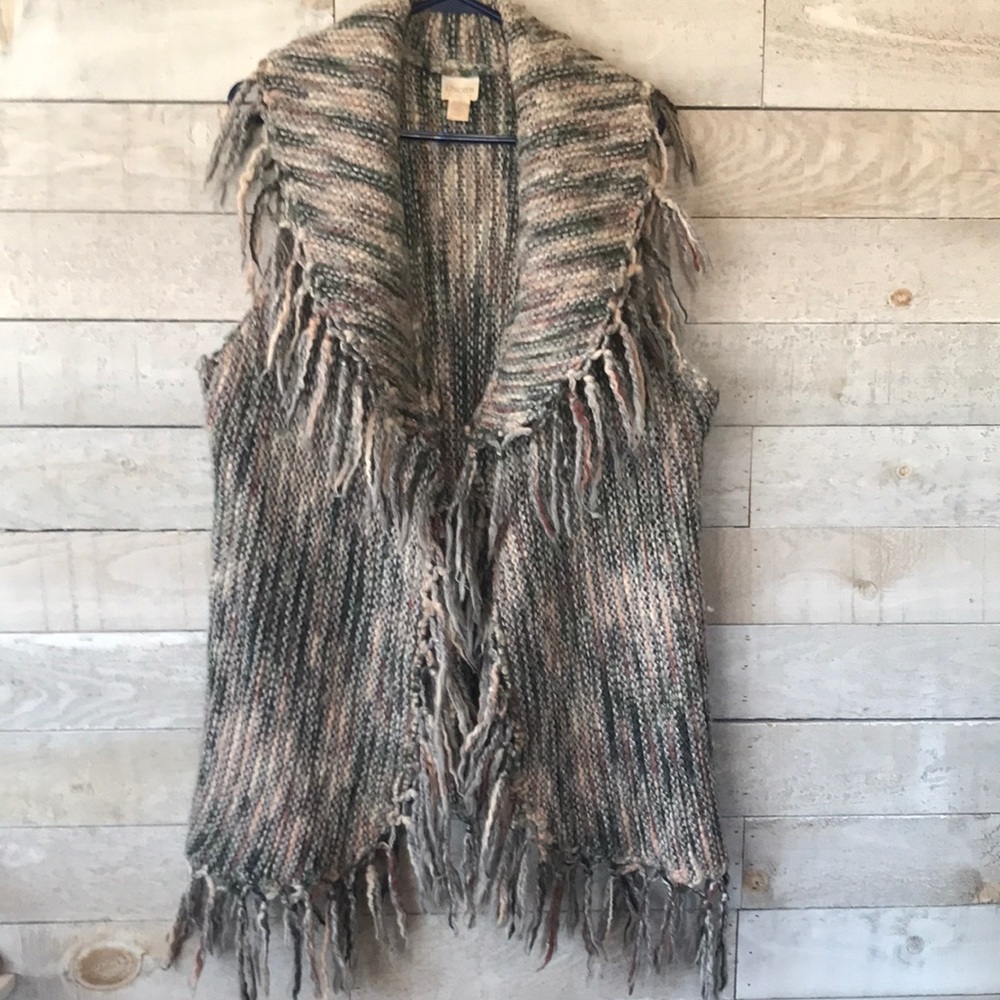 Chico’s Fringed Knit Vest in Multicolour